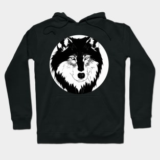 Wolf head black and white Hoodie